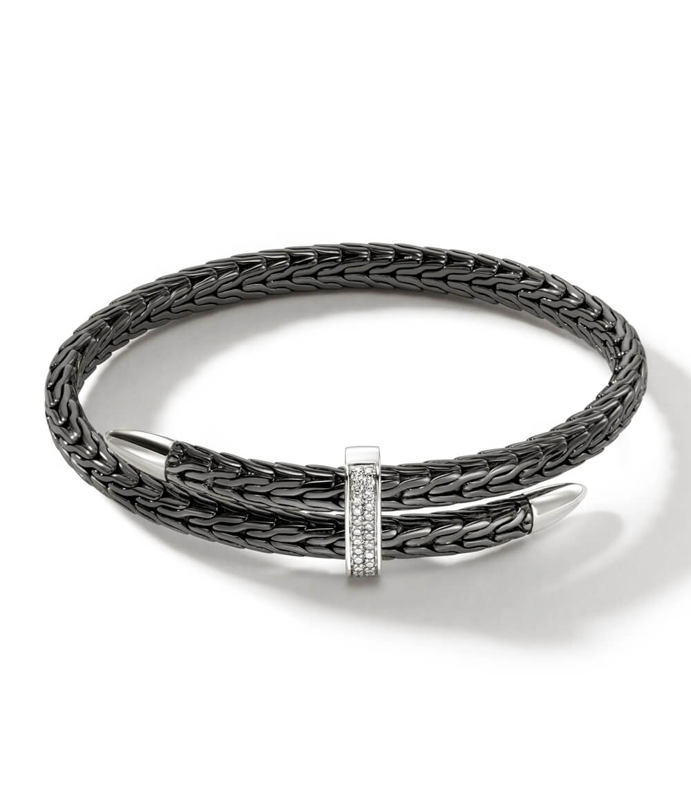 Surf Link Ring, Gold, Diamonds, Wide - Image 3